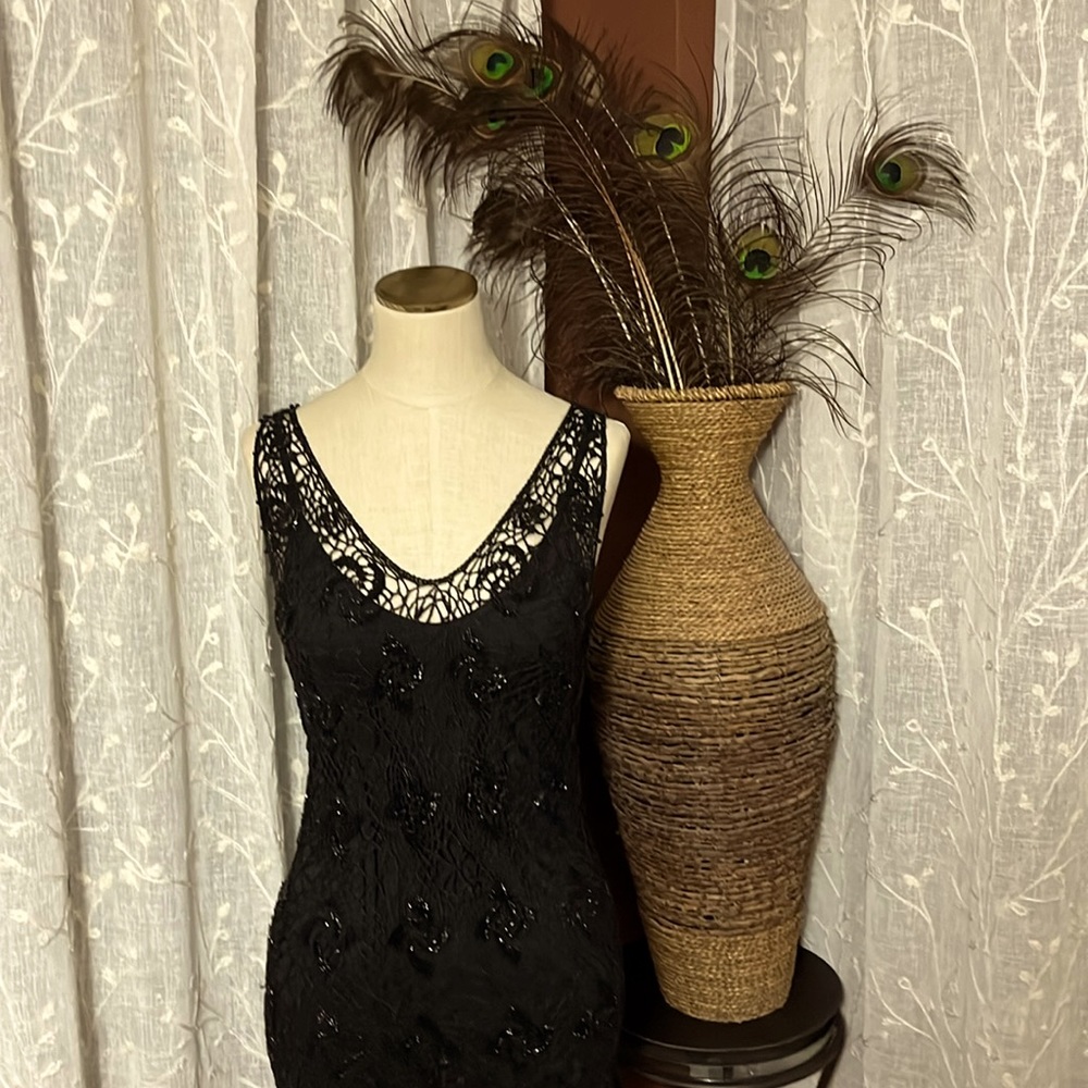 Crocheted an Beaded Full Length Dress
